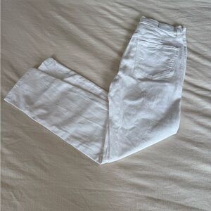 Express White Denim slim ankle super high rise 98% cotton straight leg jeans 2R